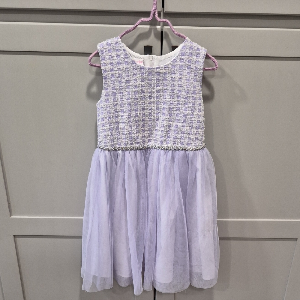Bonnie Jean Lavender Tweed and Tulle Party Dress